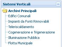 Applicativo «Patto dei Sindaci» Po in L applicazione metteràa disposizione dei Comuni una serie di schede, (Sistemi verticali)