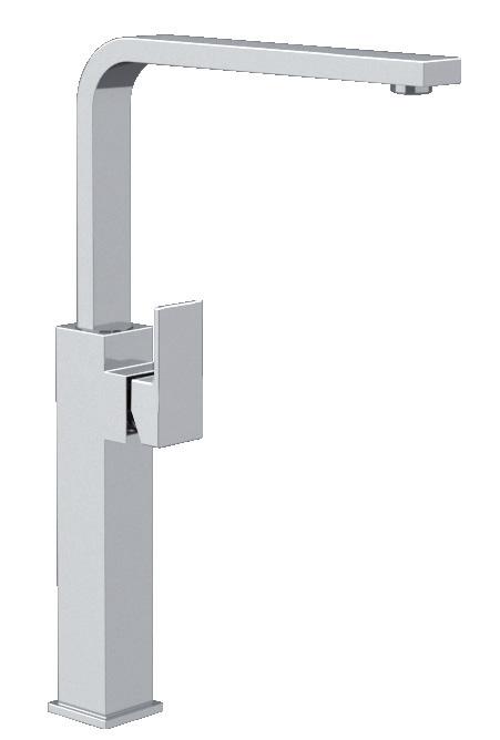 SK605RL Miscelatore monocomando alto per lavabo, con canna corta a U girevole, con scarico click-clack, con