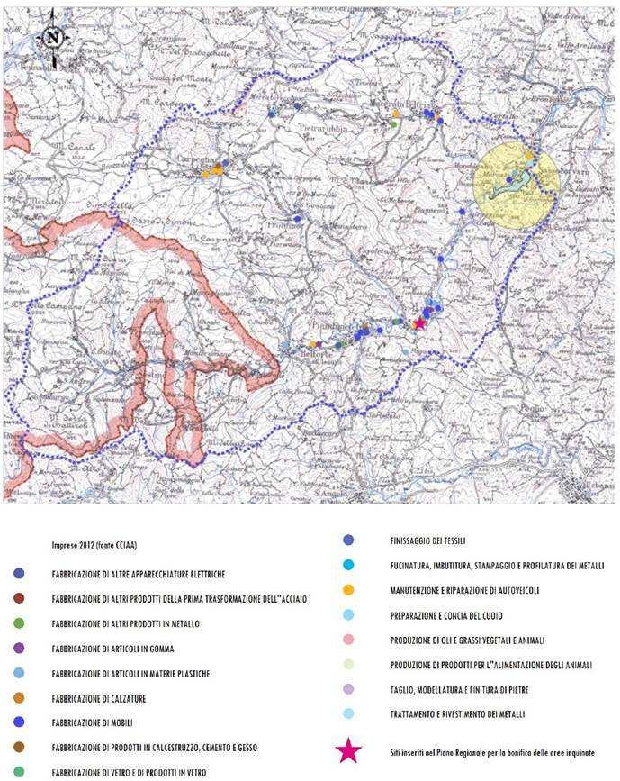 6.2.2 Analisi delle attività antropiche del bacino idrografico afferente al lago di Mercatale Le attività industriali presenti nella valle del Foglia, come si può notare dalle immagini