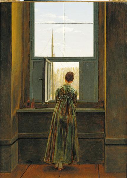 Caspar David Friedrich, Donna alla finestra, 1882 (Alte Nationalgalerie, Berlino) 6 Attraverso il tratto utilizzato e i colori, il pittore ha ben rappresentato la figura della donna: osserva la