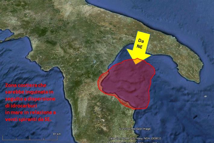 8 Figura 7: la zona costiera della Calabria che sarebbe prevalentemente inquinata in seguito a dispersione di idrocarburi in mare in relazione a venti spiranti da