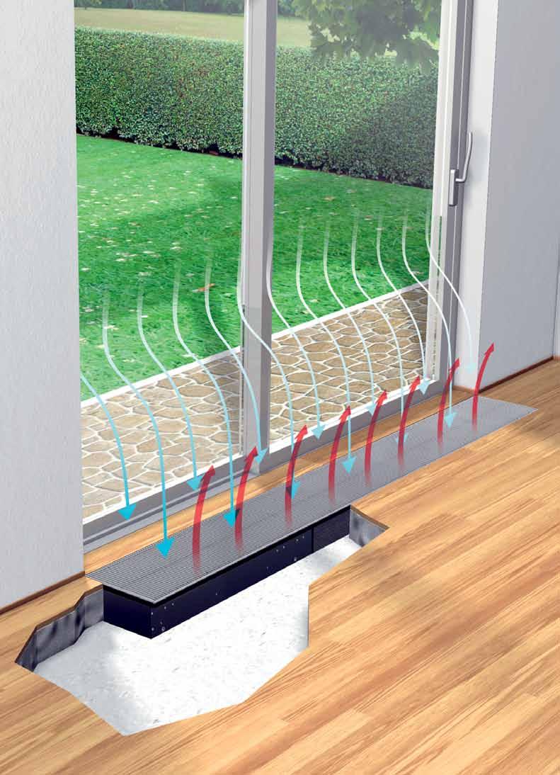 UNDERFLOOR CONVECTORS Realizzazione su misura Prevedere collegamenti idraulici e scarico condensa.