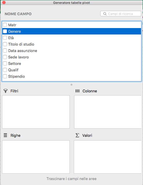 9 In Apple In Excel 2016 per Apple la struttura della tabella pivot non