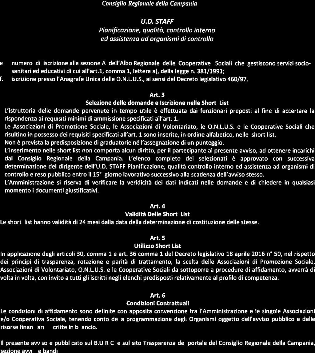 o Consiglio Regionale della Qimpania ed assistenzo ad organismi di controllo e.