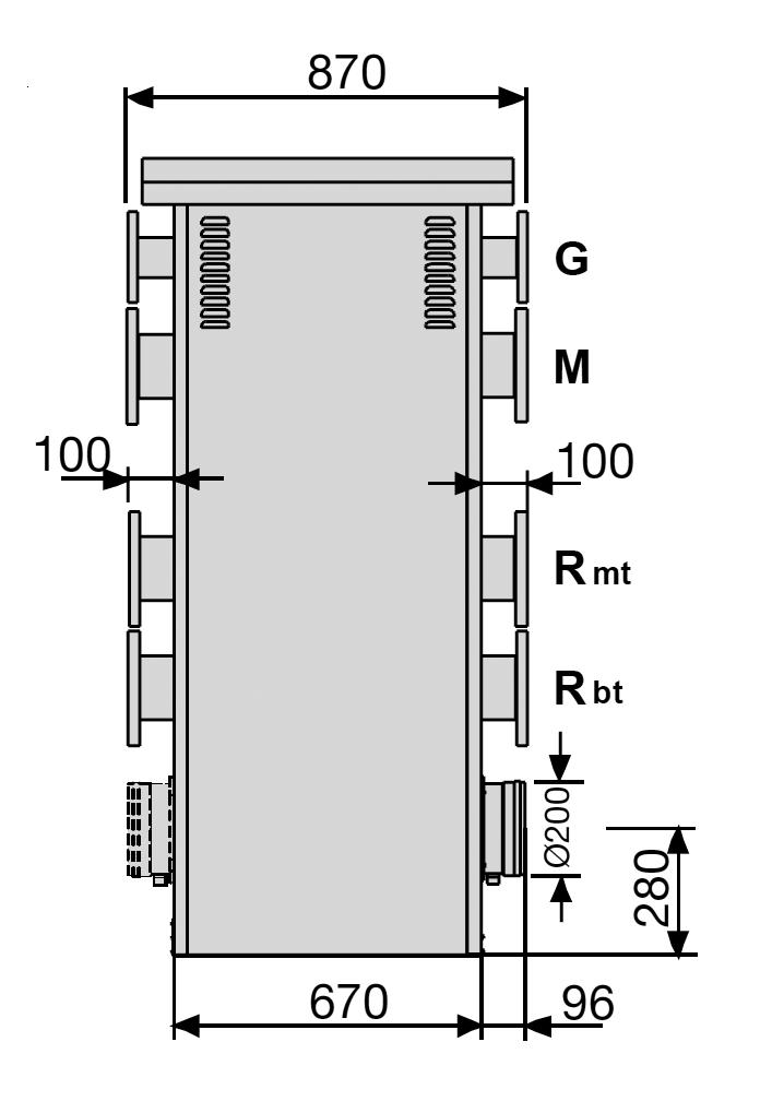 impianto M DN 125 mm (5") 125 mm (5") 125 mm (5") Ritorno impianto Rmt (media temp.