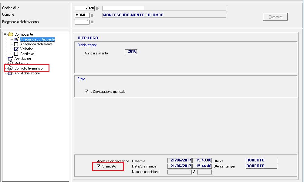 e più precisamente, all interno della sezione Impegno alla trasmissione telematica : - Il check, da selezionare, per eseguire la presentazione telematica (da selezionare anche quando la presentazione