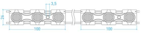 Data di produzione stampata internamente al modulo per la tracciabilità 5 12 V 1315 IP65 100 x 26 x 11 mm 210 mm 110 mm Max moduli consecutivi: 20 Lente: 13 x 25 7923835 NI3-1325