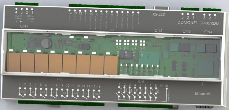 Connectors PwSupply inputs Pin 1= +24Vdc 300mA logic power supply Pin 2 = GND logic power supply Pin 3 = +24vdc 100 ma aux power supply Pin 4 = GND aux power supply Relay output port max 10A 230vac