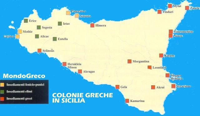 La Sicilia La colonizzazione greca conobbe particolari difficoltà in Sicilia, a causa dei Sìculi, dei Sicàni e soprattutto dei