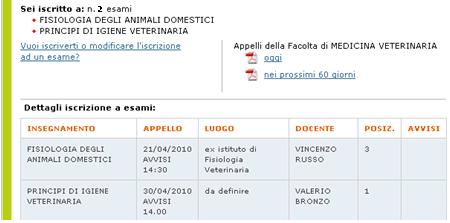 Esami Carriera Visualizza in sintesi il numero di esami registrati in segreteria, la media dei voti e i CFU acquisiti e l ultimo esame registrato in segreteria.