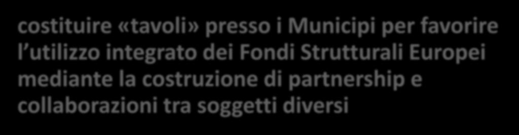 interventi e dei servizi sociali, socio-sanitari ed educativi costituire «tavoli» presso i Municipi per favorire