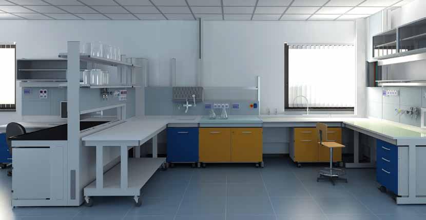 LABORATORI HI-TECH / HI-TECH LABORATORIES MECC BANCHI / BENCHES SISTEMA MODULARE / MODULAR SYSTEM Modularità e componibilità di tutti i particolari sono i tratti che identificano la linea MECC e la