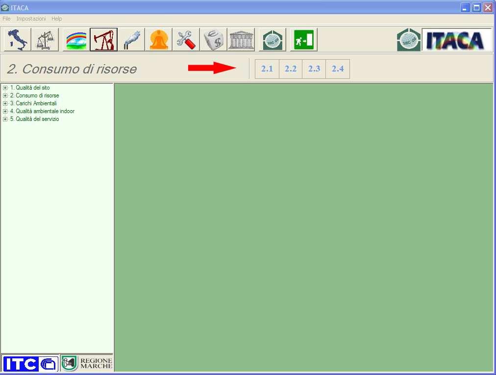 Figura 8. Schermata tipo dell Area di valutazione 6. Categoria La schermata della categoria contiene (Figura 9): A. l elenco dei criteri con la possibilità di accedere alle relative schede B.