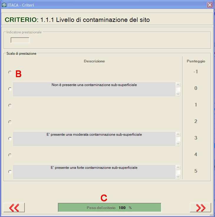 Figura 15. Seconda finestra della scheda di un criterio qualitativo La terza finestra (Figura 16) è composta da: A.