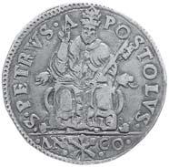 39 AG BB+ 130 Asta numismatica n 27 - Corrispondenza del 16-09-2008 1519 Pio IV (1559-1566) Testone 1563 - Stemma ovale in cornice - R/ Il Santo nimbato in trono - CNI 1;