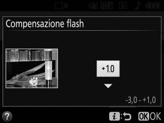 A La visualizzazione informazioni Si può accedere alle opzioni di compensazione flash anche dalla visualizzazione informazioni (0 11).
