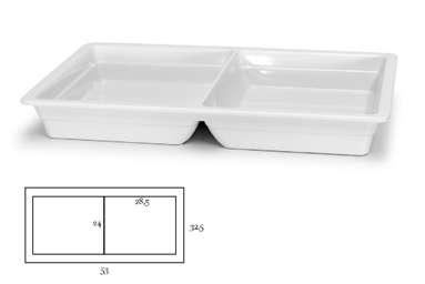 Gastronorm MELAMINA GASTRONORM VASCHETTA 2 SCOMPARTI GN 1/1 GASTRONORM CONTAINER WITH 2 HOLES GN 1/1 GASTRONORM VASCHETTA GN 1/1 GASTRONORM CONTAINER GN 1/1 207328 D: CM. 53X32,5 2 2 H: CM.