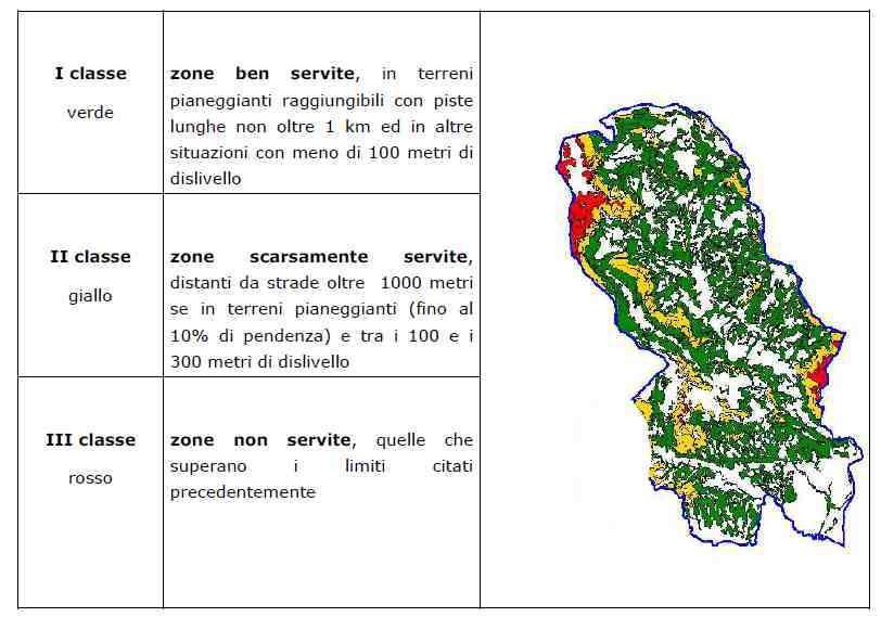 70 Figura 8.2. Mappa del livello di accessibilità delle aree boscate del territorio di Valle Imagna. Fonte: Piano di Indirizzo Forestale 8.1.