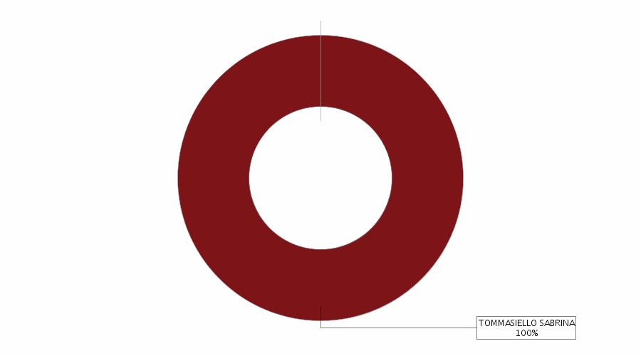 Il grafico ad anello e la tabella sottostante rappresentano una sintesi della composizione societaria dell'impresa (le quote di proprietà sono sommate per titolare e poi arrotondate).