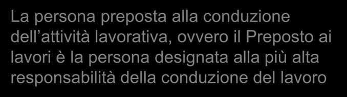 designata alla più alta responsabilità della conduzione del lavoro All occorrenza, parte di tali compiti possono essere delegati ad altri All