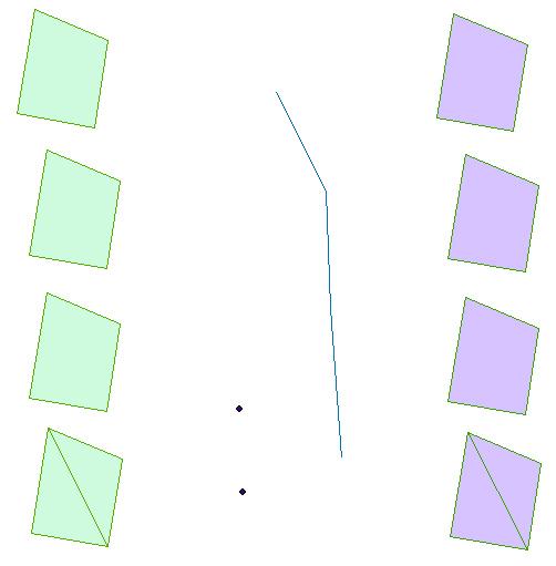 Dati di partenza È stato prodotto un set di dati di esempio dotato della necessaria strutturazione topologica e della componente tridimensionale (vertici di quota variabile) Gli oggetti