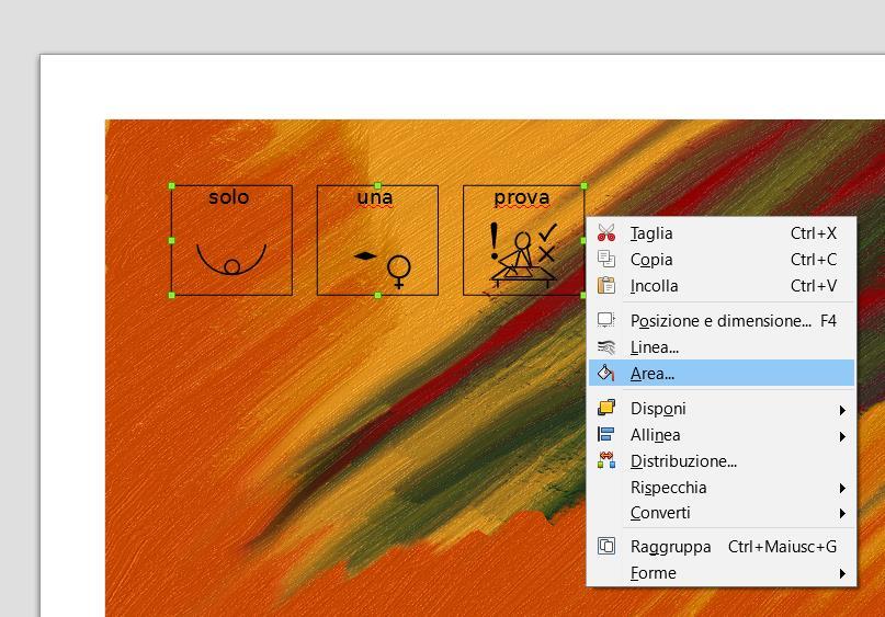 Simboli su illustrazione a piena pagina /2 si selezionano i riquadri uno per uno, cliccando sul bordo, come in figura (si può cambiare il colore a tutti gli elementi in un solo passaggio, purchè si