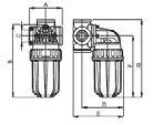 CARATTERISTICHE TECNICHE/TECHNICAL FEATURES Testa/Head: PP; Attacco/Connection: Ottone/Brass; Vaso/Sump: SAN trasparente/trasparent SAN; Soffietto/Bellow: gomma NBR/rubber NBR; O-ring/O-Ring: NBR;