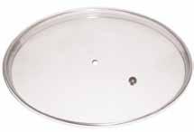 COPERCHI VETRO CON BORDO ACCIAIO Coperchio vetro con bordo acciaio con pomolo da montare con vite in acciaio Glass lid with stainless steel around knob no assembled with stainless steel screw