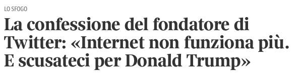 22 IL PROBLEMA DEL CONTENUTO http://www.corriere.it/tecnologia/17_maggio_21/confessione-fondatore-twitter-internet-nonfunziona-piu-scusateci-donald-trump-0a58775a-3ddc-11e7-b817-1edf273dd83b.shtml?