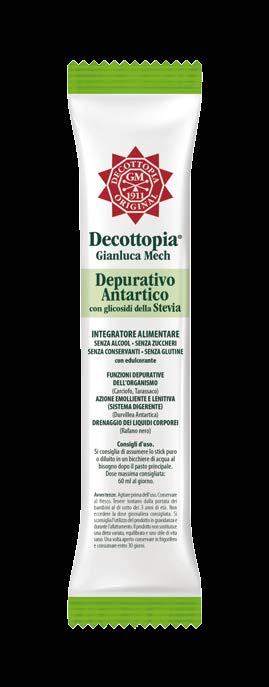 Decopocket Balestra&Mech Una nuova e pratica confezione monodose da 30 ml da portare sempre con sé e facile da utilizzare nei vari contesti assumere Depurativo Antartico.