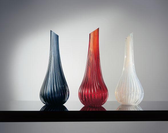 vasi rigati Vasi in vetro di Murano rigato nei colori: