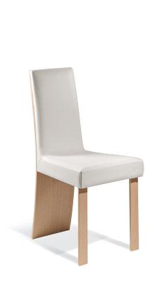 Chair with frame in oak-wood, available in whitened, in wenge finish or in black shiny lacquered wood.