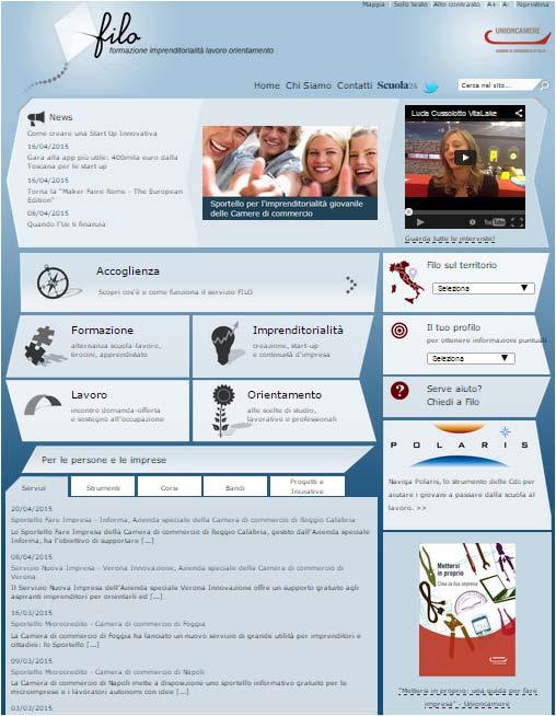 Il portale FILO per la nuova imprenditorialità FILO, dal 2012, è il portale integrato di servizi