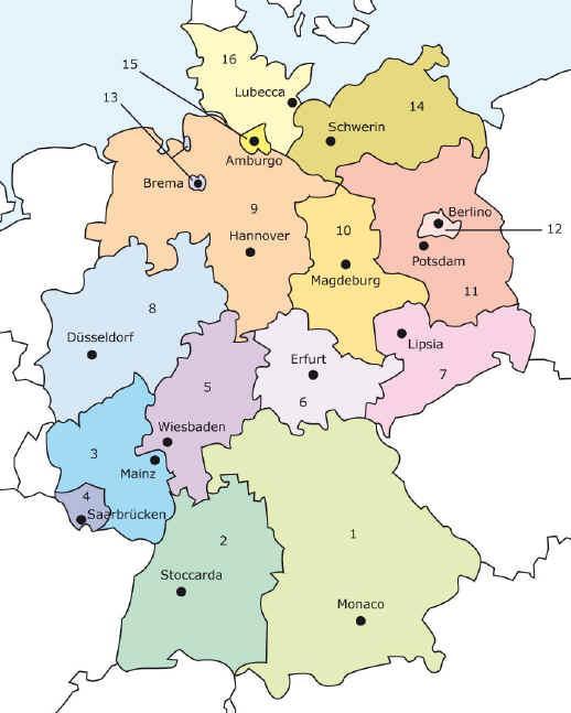 IL FEDERALISMO Prima della riunificazione, la DDR (l'ex- Germania dell'est) era formata da 5 regioni, la Repubblica Federale