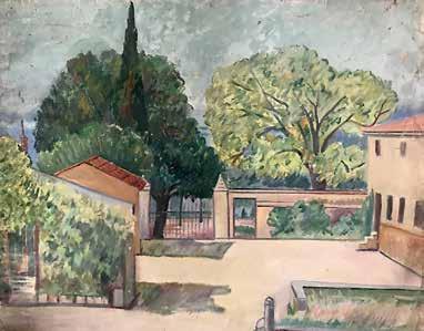 - 517 - Pietro Marussig Trieste 1879-Pavia 1937 Cortile di una villa (1934) cm. 70x85 - olio su tela e datato 34. Pubbl.