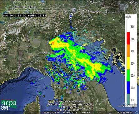 Tale configurazione sinottica genera, nel corso del 30 dicembre, il passaggio di strutture precipitanti in transito su