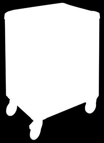 RUOTE : Ruote in gomma antiolio (Ø 5 mm): due fisse e due pivottanti (una con freno). ROLL.