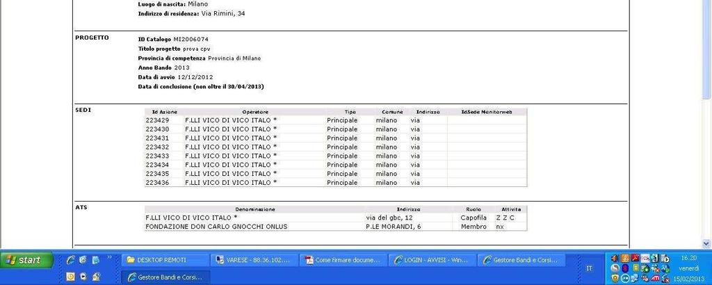 Firmare digitalmente il file PDF e caricarlo sul sistema tramite il pulsante Firma Documento Individuare il File PDF da