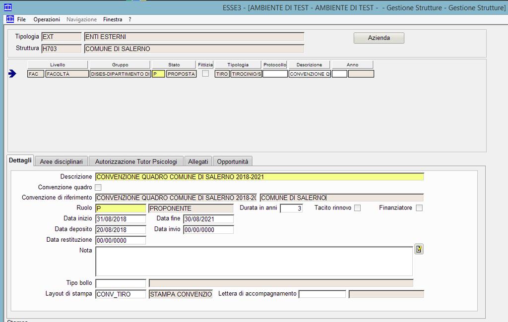 Dopo la scelta della Convenzione di Riferimento, il sistema riporta le relative informazioni,