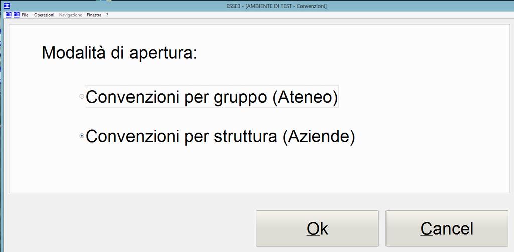 1.2 CONVENZIONI Tramite la maschera Convenzioni è possibile definire tutte le convenzioni in essere in Ateneo, di qualsiasi tipo.