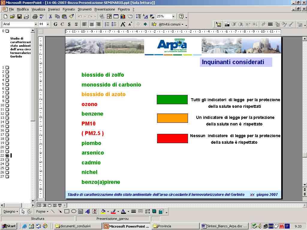 2 COMPONENTE ATMOSFERA Lo studio di ARPA ha previsto : Un analisi dello stato attuale di qualità dell aria nell area di intervento (situazione ante operam ); Un analisi modellistica finalizzata alla