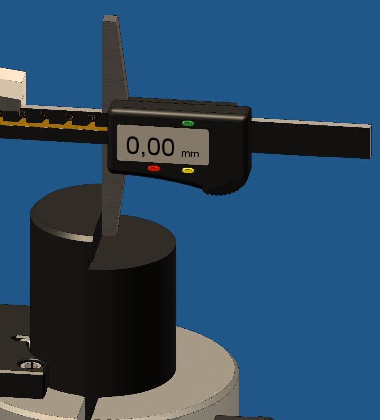 Barra di misurazione V Montaggio del sistema di misurazione del diametro sul DIGITEC 205 1) Montare sulla barra di misurazione verticale il supporto scorrevole per l inserimento della barra