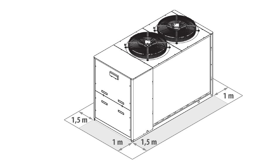 14 DIMENSIONI DI INGOMBRO RPE HPE 28-40 / MPE 30-45 T LEGENDA 1 Entrata acqua 1" 1/4 femmina 2 Uscita acqua 1" 1/4 femmina 3 Scarico valvola di sicurezza con