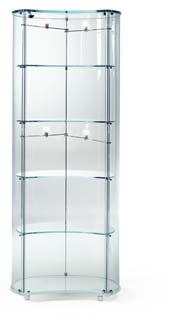 Central unit as bottle-rack in extra-clear glass and upper humidified compartment as cigar case with internal grating. ELLIPSE VETRINA cm 72 x 42 x 175 h. - 103 x 48 x 175 h.