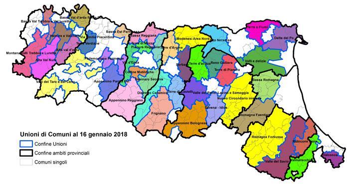 Le Unioni in Emilia-Romagna 43 Unioni 278 Comuni in Unione (Gennaio 2018) 2. 591.