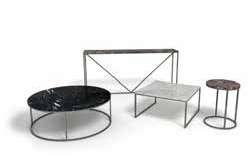 tinto noce). Collection of accessories, composed by small tables and stools in different sizes.