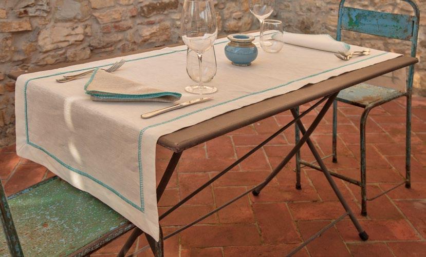 PUNTO CAVALLO COLOR RUNNER E AMERICANE IN PURO LINO SET RUNNER 1 runner 50 x 150 cm + 2 tovaglioli SET