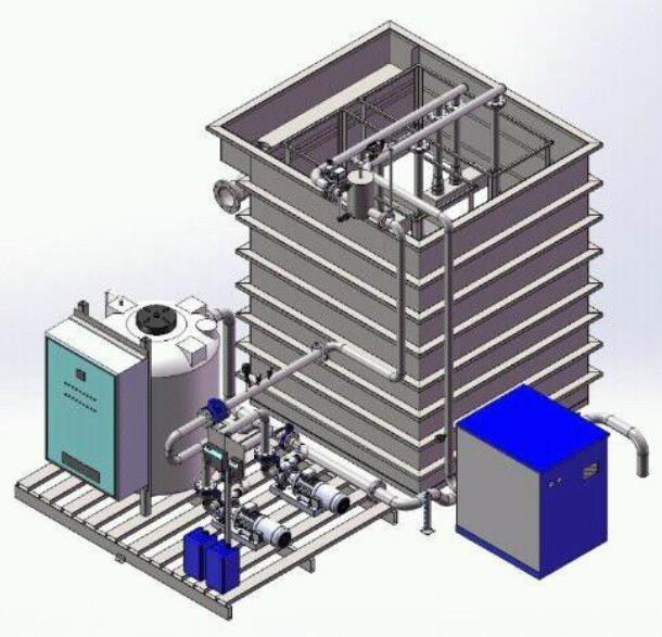 4.6 L impianto MBR L impianto di ultrafiltrazione su skid consentirà il trattamento di una portata pari a 500 mc/d e funzionerà in parallelo al comparto di sedimentazione esistente.