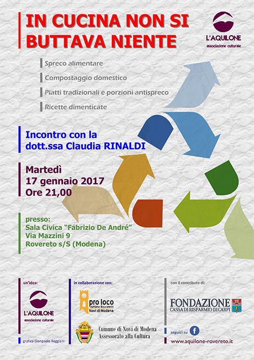 Iniziative trascorse 2017 Martedì 17 Gennaio 2017 alle ore 21 l'associazione culturale L'Aquilone e la pro Loco del Comune di Novi (MO) organizzano presso la Sala Civica Fabrizio De Andrè in Via