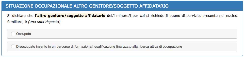 informazioni variano in base alla situazione occupazionale scelta.